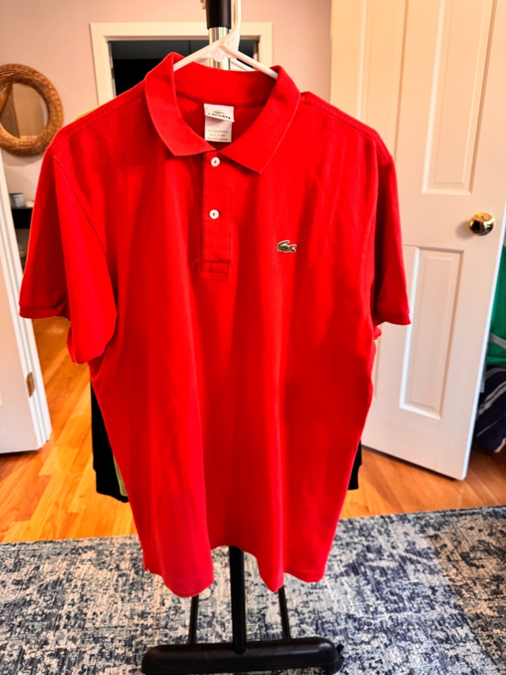 Lacoste Men’s Red Pique Polo Shirt - Size EU6 (L)